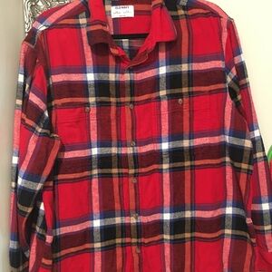 Old Navy Red and Navy Plaid Flannel Shirt